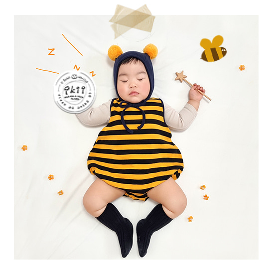 Honeybee 2set (꿀벌 롬퍼 + 모자 세트)